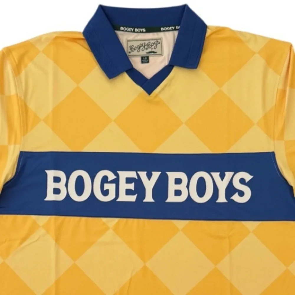 Bogey Boys by Macklemore Yellow Argyle Diamond Polo Golf Shirt, Size‎ L, NWT - Picture 4 of 10